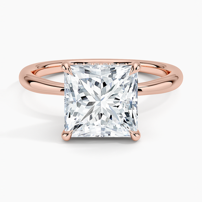3.10 Karat Prenses Kesim Hidden Halo Tasarım Tektaş Laboratuvar Pırlanta Yüzük 18K  - Alvora - Bold Diamonds