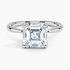3.10 Karat Asscher Kesim Hidden Halo Tasarım Tektaş Laboratuvar Pırlanta Yüzük 18K  - Alvora - Bold Diamonds