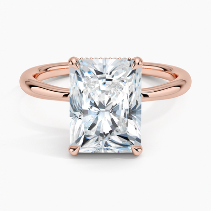3.10 Karat Radiant Kesim Hidden Halo Tasarım Tektaş Laboratuvar Pırlanta Yüzük 18K  - Alvora - Bold Diamonds