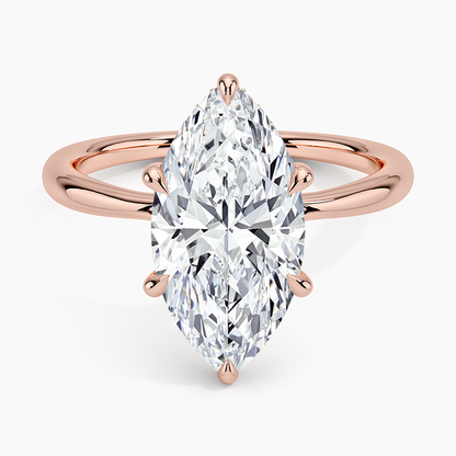 3.10 Karat Marquise Kesim Hidden Halo Tasarım Tektaş Laboratuvar Pırlanta Yüzük 18K  - Alvora - Bold Diamonds