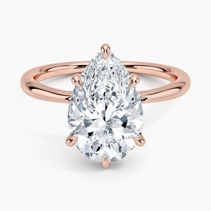 3.10 Karat Pear Kesim Hidden Halo Tasarım Tektaş Laboratuvar Pırlanta Yüzük 18K  - Alvora - Bold Diamonds