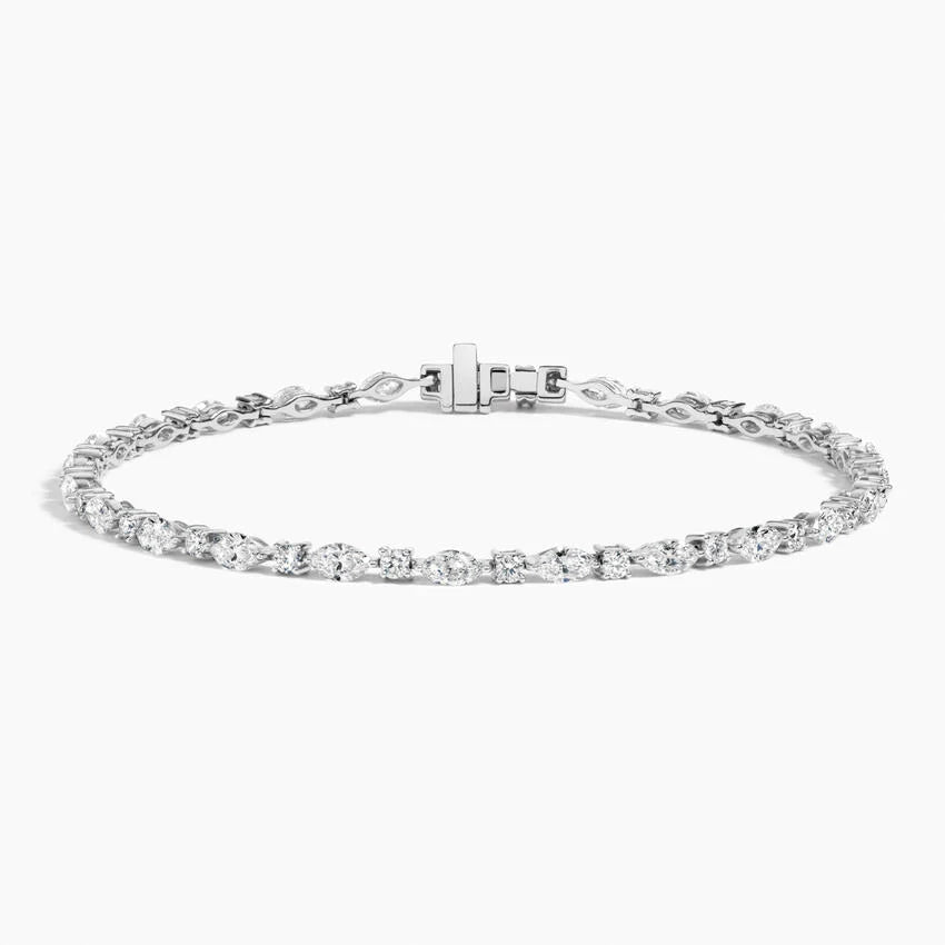 Pırlanta Yağmuru Model 3.00 Karat Markiz Kesim Laboratuvar Pırlanta Bileklik 18K - Bold Diamonds