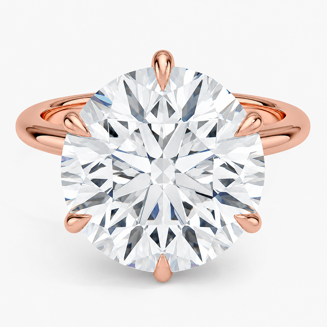 Altı Tırnak 6.00 Karat Yuvarlak Kesim D-VS Tektaş Laboratuvar Pırlanta Yüzük - Bold Diamonds