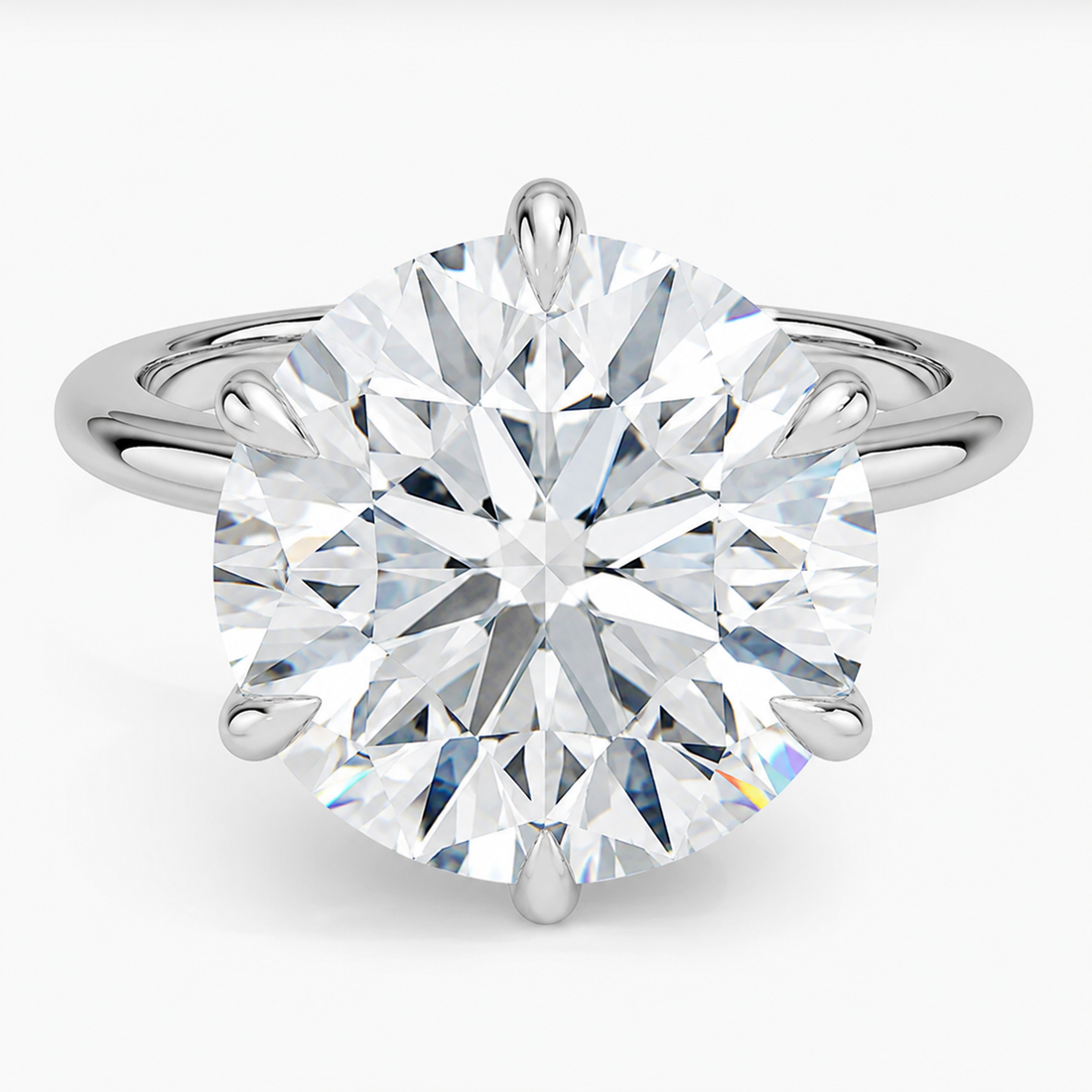 Altı Tırnak 6.00 Karat Yuvarlak Kesim D-VS Tektaş Laboratuvar Pırlanta Yüzük - Bold Diamonds