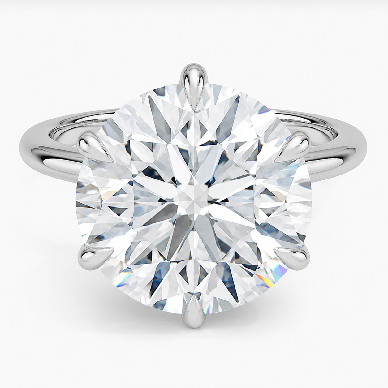 Altı Tırnak 6.00 Karat Yuvarlak Kesim D-VS Tektaş Laboratuvar Pırlanta Yüzük - Bold Diamonds