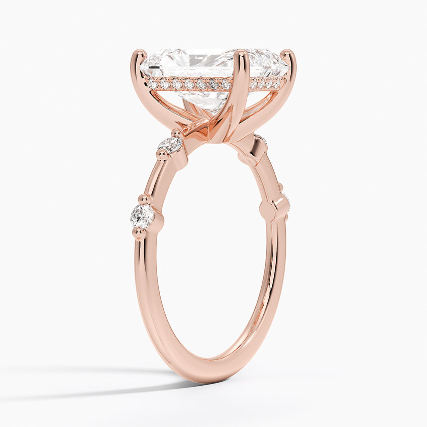 3.20 Karat Radiant Kesim Hidden Halo Tasarım Tektaş Laboratuvar Pırlanta Yüzük - Nice