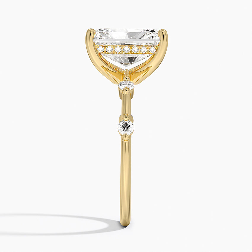 3.20 Karat Radiant Kesim Hidden Halo Tasarım Tektaş Laboratuvar Pırlanta Yüzük - Nice