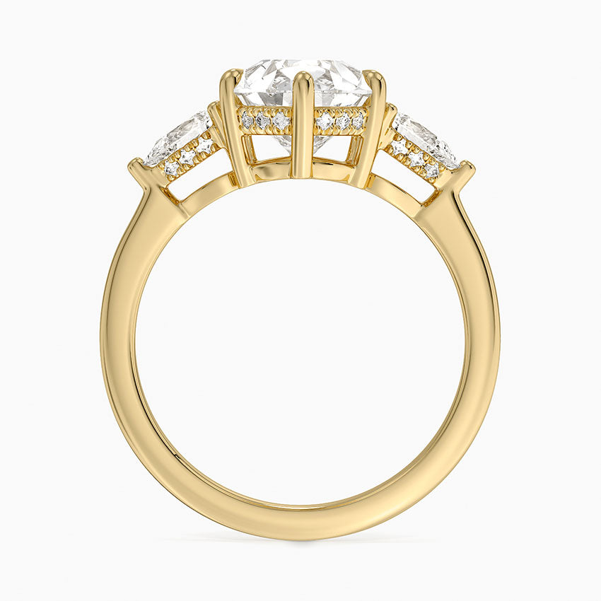 3.50 Damla Kesim Hidden Halo Tasarım Tektaş Laboratuvar Pırlanta Yüzük - Nilora