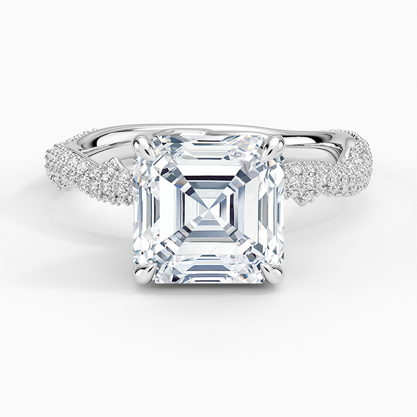 3.75 Karat Asscher Kesim Hidden Halo Tasarım Tektaş Laboratuvar Pırlanta Yüzük - Sorrento