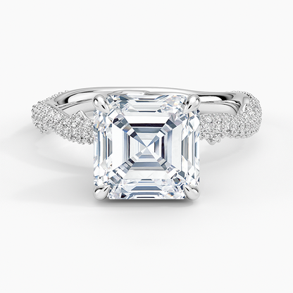 3.75 Asscher Kesim Hidden Halo Tasarım Tektaş Laboratuvar Pırlanta Yüzük - Filara