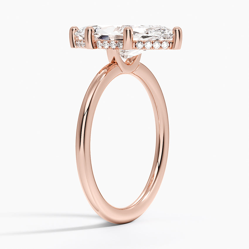 3.10 Marquise Kesim Hidden Halo Tasarım Tektaş Laboratuvar Pırlanta Yüzük - Melara