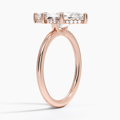 3.10 Marquise Kesim Hidden Halo Tasarım Tektaş Laboratuvar Pırlanta Yüzük - Melara