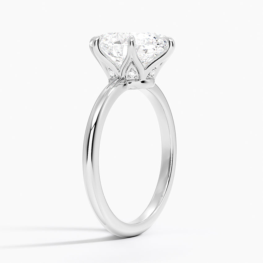 3.10 Karat Oval Kesim Hidden Halo Tasarım Tektaş Laboratuvar Pırlanta Yüzük - Bern
