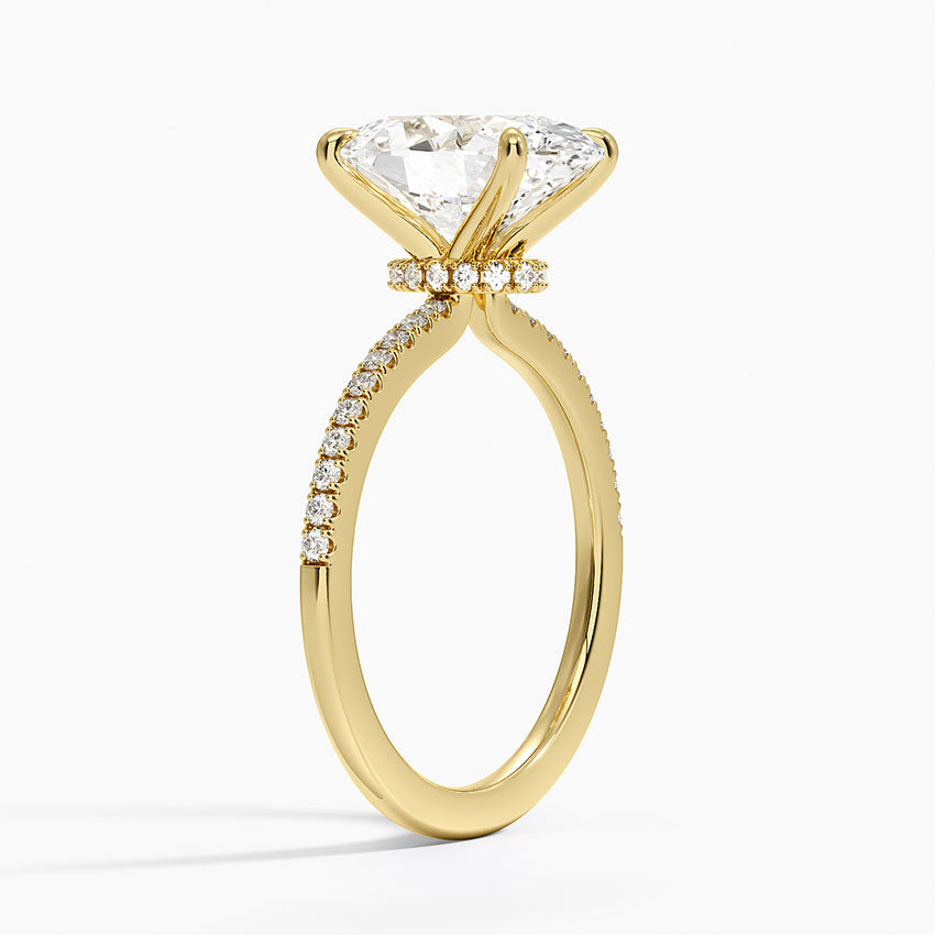 4.25 Karat Oval Kesim Hidden Halo Tasarım Tektaş Laboratuvar Pırlanta Yüzük - Filora - Bold Diamonds