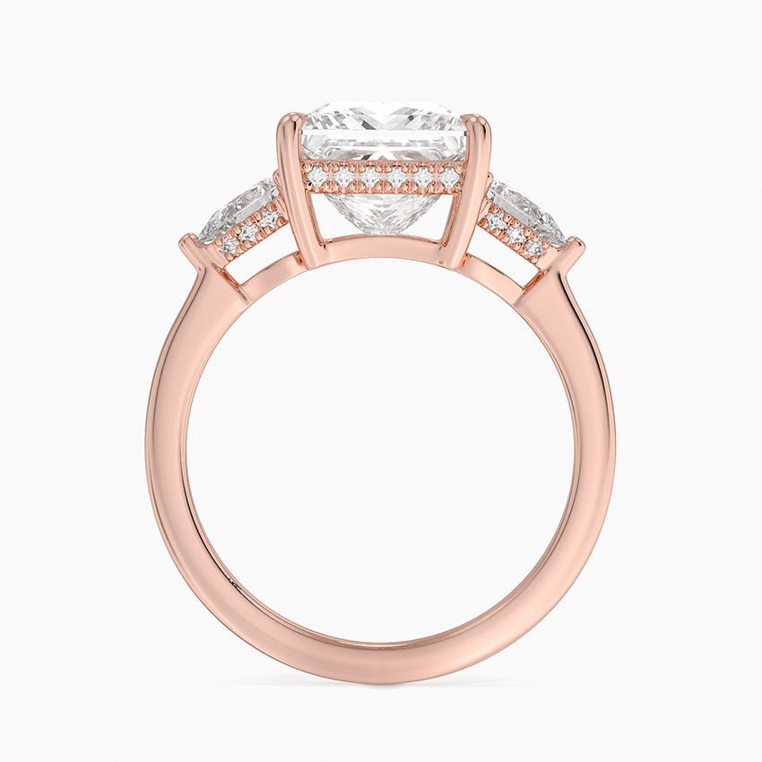 3.50 Prenses Kesim Hidden Halo Tasarım Tektaş Laboratuvar Pırlanta Yüzük - Nilora