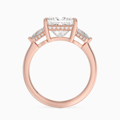 3.50 Prenses Kesim Hidden Halo Tasarım Tektaş Laboratuvar Pırlanta Yüzük - Nilora