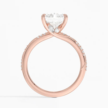 3.25 Karat Radiant Kesim Hidden Halo Tasarım Tektaş Laboratuvar Pırlanta Yüzük 18K  - Melora