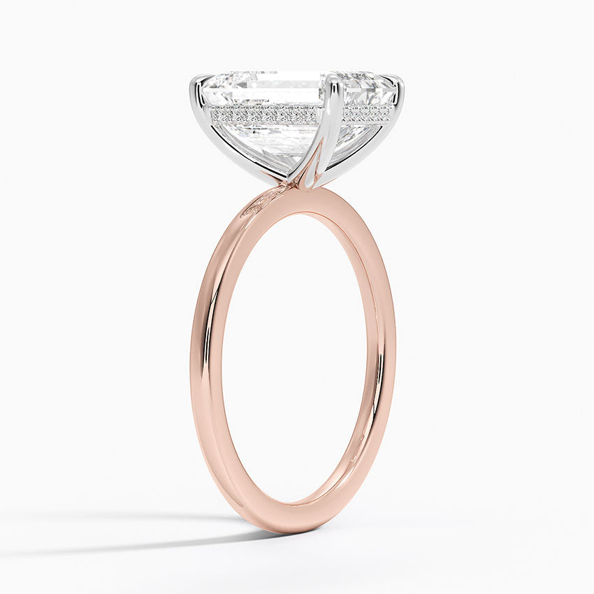 3.10 Karat Emerald Kesim Hidden Halo Tasarım Tektaş Laboratuvar Pırlanta Yüzük 18K  - Elora - Bold Diamonds