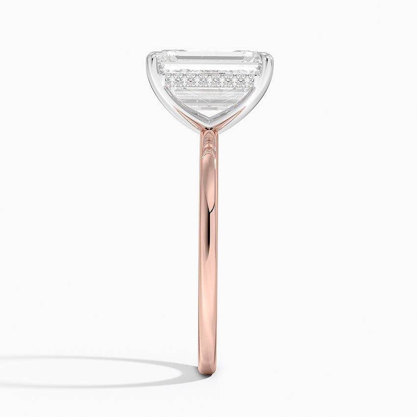 3.10 Karat Emerald Kesim Hidden Halo Tasarım Tektaş Laboratuvar Pırlanta Yüzük 18K  - Elora - Bold Diamonds