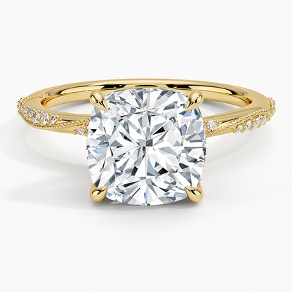3.25 Karat Cushion Kesim Hidden Halo Tasarım Tektaş Laboratuvar Pırlanta Yüzük 18K  - Melora