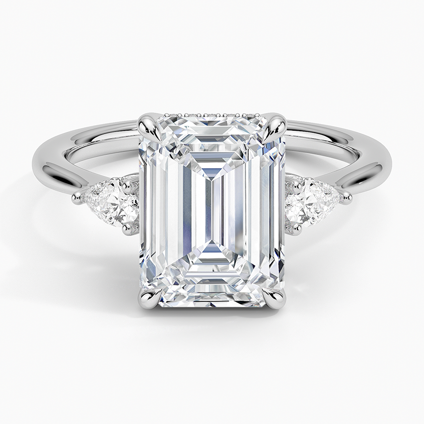 3.50 Karat Emerald Kesim Hidden Halo Tasarım Tektaş Laboratuvar Pırlanta Yüzük - Madrid
