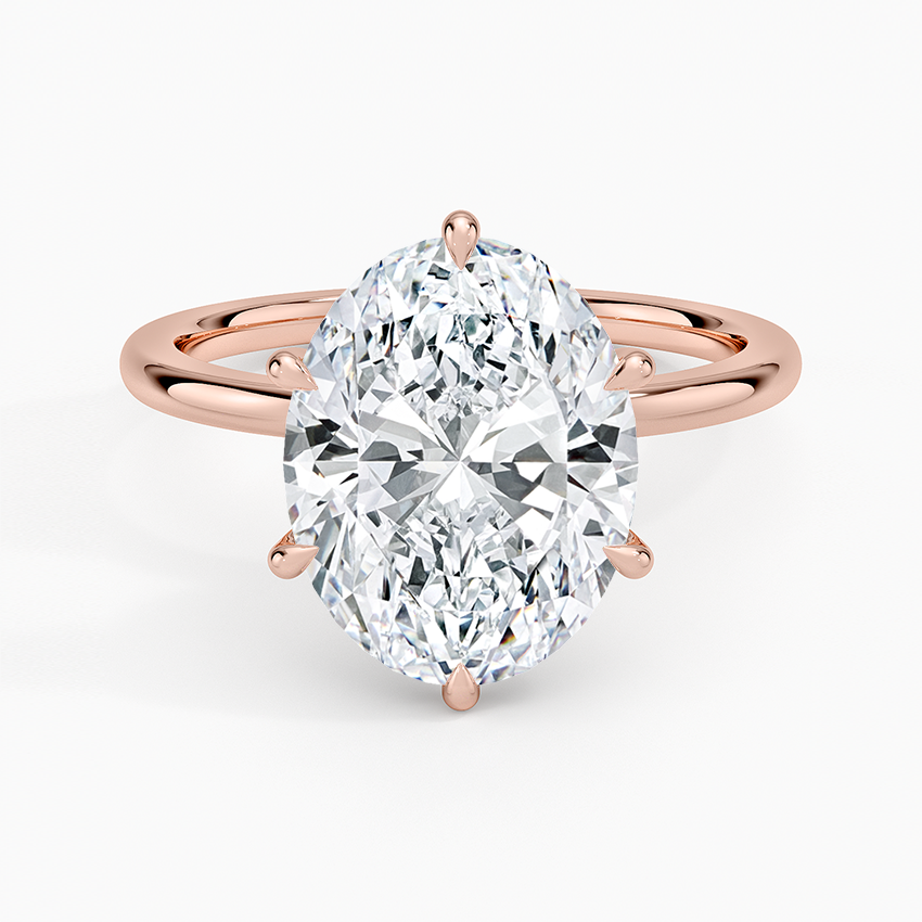 Altı Tırnak 3.15 Karat Oval Kesim Hidden Halo Tasarım Tektaş Laboratuvar Pırlanta Yüzük - Delora - Bold Diamonds