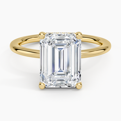 3.10 Emerald Kesim Hidden Halo Tasarım Tektaş Laboratuvar Pırlanta Yüzük - Melara