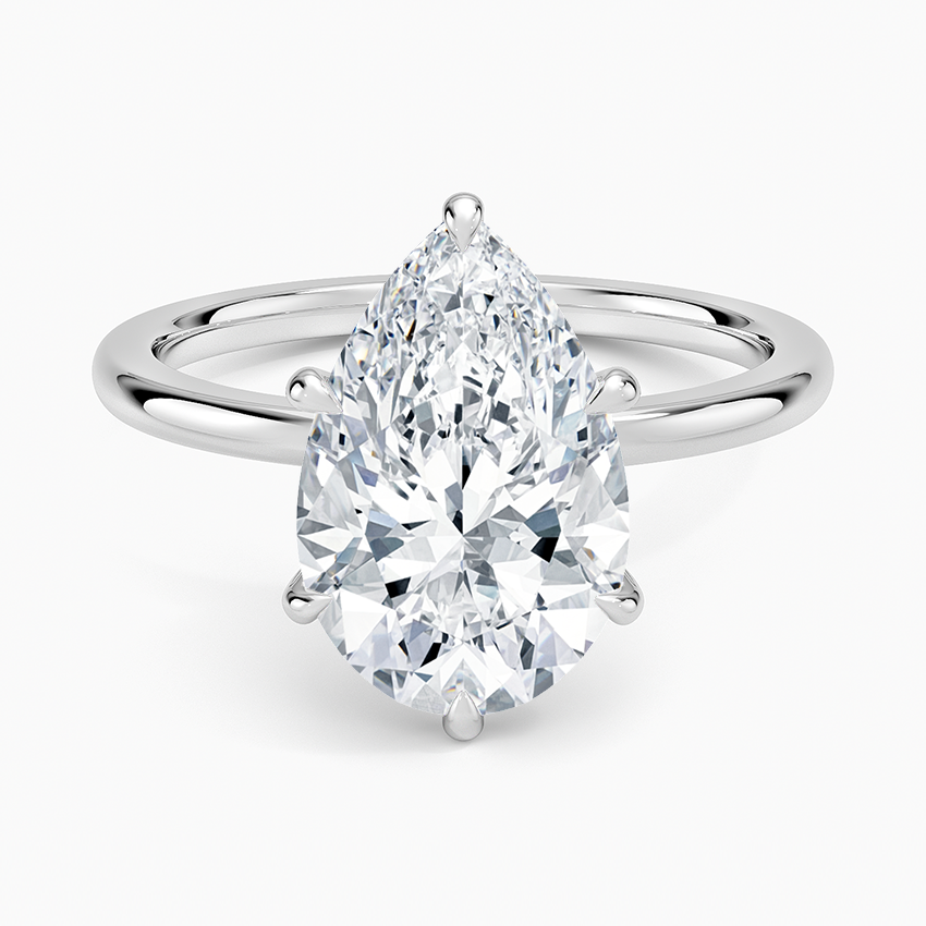 Altı Tırnak 3.15 Karat Damla Kesim Hidden Halo Tasarım Tektaş Laboratuvar Pırlanta Yüzük - Delora - Bold Diamonds