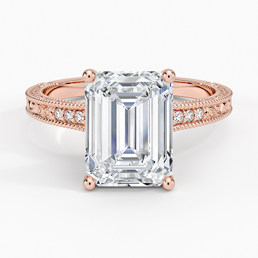 3.15 Emerald Kesim Hidden Halo Tasarım Tektaş Laboratuvar Pırlanta Yüzük - Silora