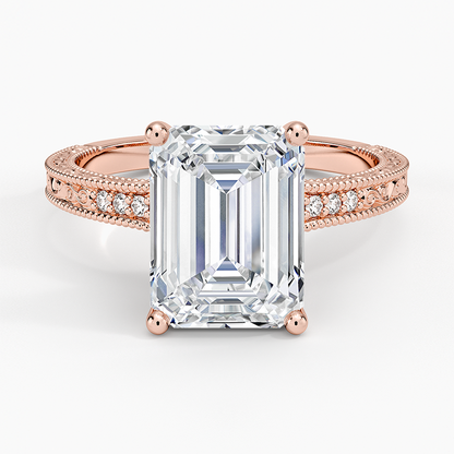 3.15 Emerald Kesim Hidden Halo Tasarım Tektaş Laboratuvar Pırlanta Yüzük - Silora