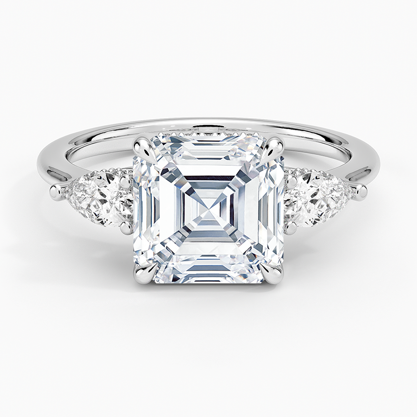 3.50 Asscher Kesim Hidden Halo Tasarım Tektaş Laboratuvar Pırlanta Yüzük - Nilora