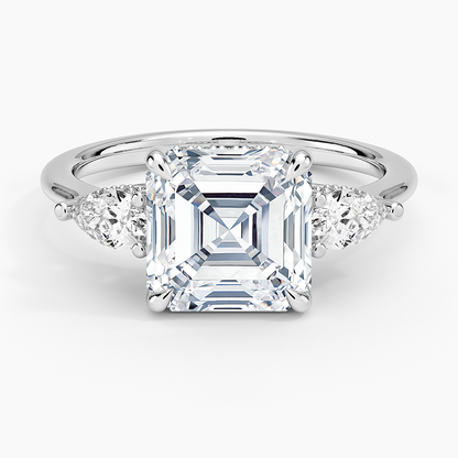 3.50 Asscher Kesim Hidden Halo Tasarım Tektaş Laboratuvar Pırlanta Yüzük - Nilora