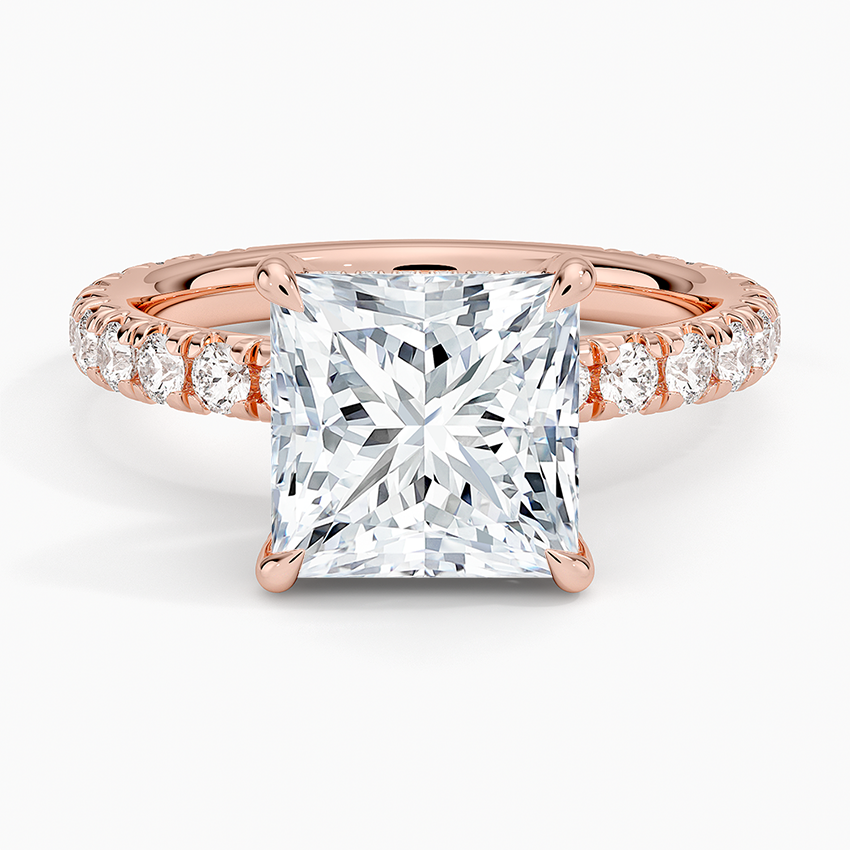 3.75 Karat Prenses Kesim Hidden Halo Tasarım Tektaş Laboratuvar Pırlanta Yüzük 18K  - Selora - Bold Diamonds