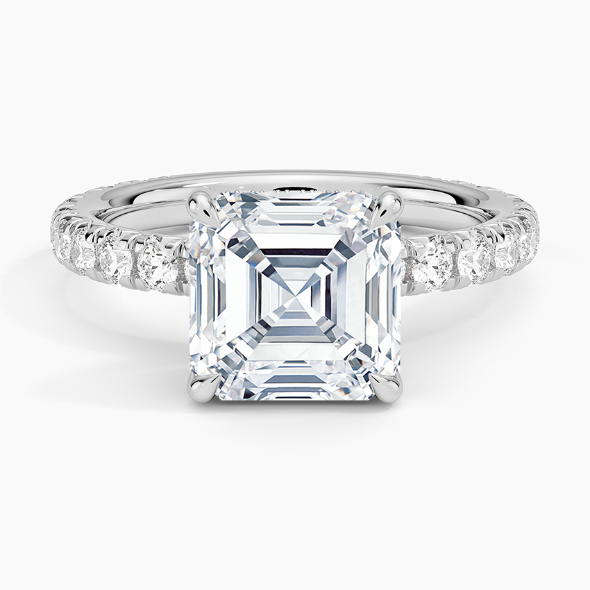 3.75 Karat Asscher Kesim Hidden Halo Tasarım Tektaş Laboratuvar Pırlanta Yüzük 18K  - Selora - Bold Diamonds