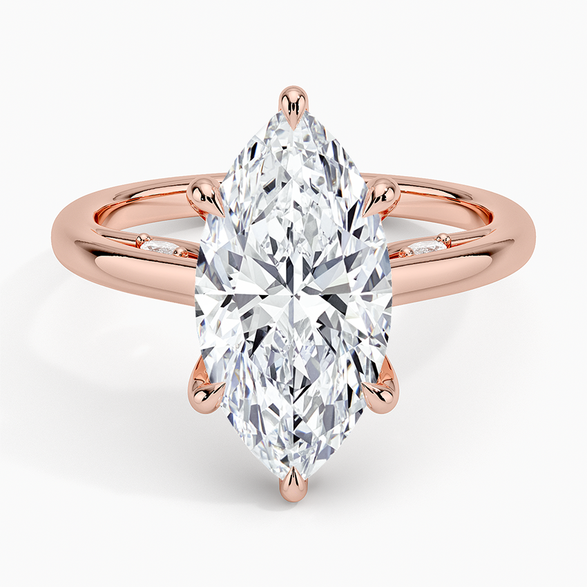 3.30 Karat Marquise Kesim Hidden Halo Tasarım Tektaş Laboratuvar Pırlanta Yüzük - Salzburg