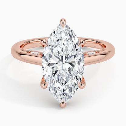 3.30 Marquise Kesim Hidden Halo Tasarım Tektaş Laboratuvar Pırlanta Yüzük - Dalara