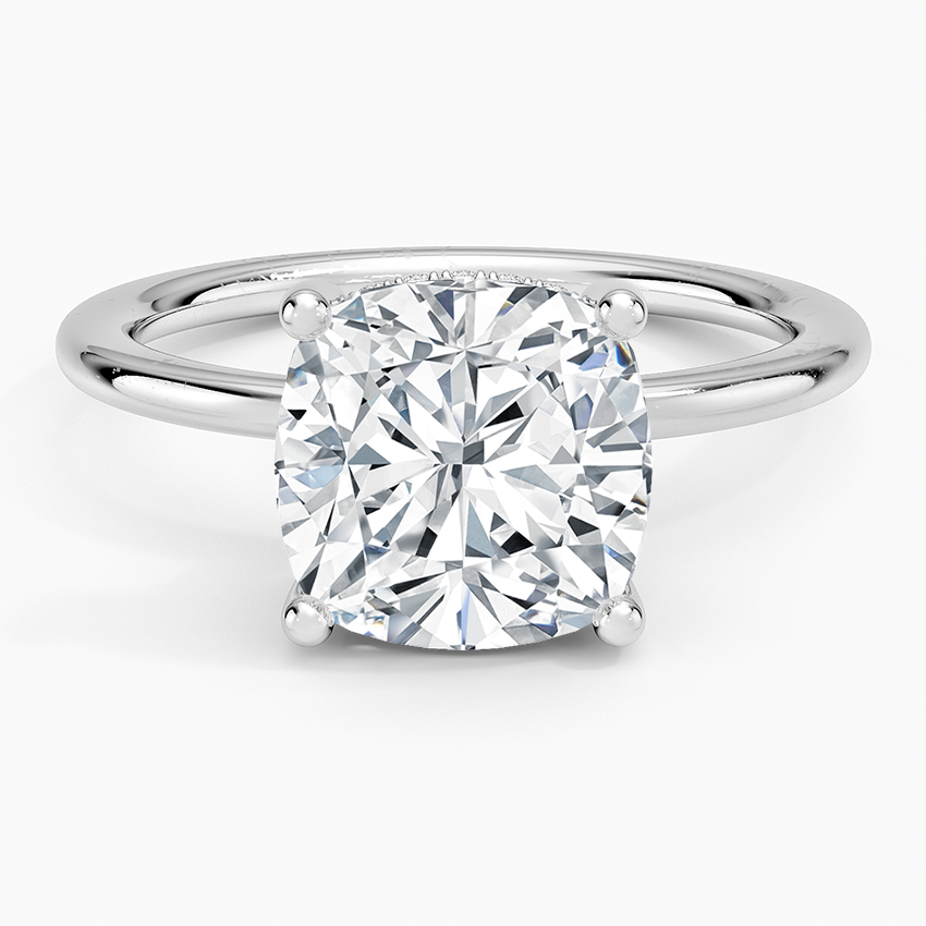 3.10 Cushion Kesim Hidden Halo Tasarım Tektaş Laboratuvar Pırlanta Yüzük - Melara