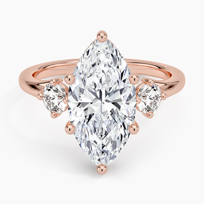 3.50 Marquise Kesim Hidden Halo Tasarım Tektaş Laboratuvar Pırlanta Yüzük 18K - Milora
