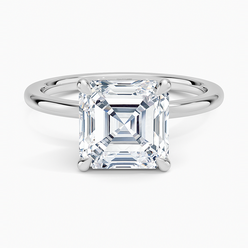 3.15 Asscher Kesim Hidden Halo Tasarım Tektaş Laboratuvar Pırlanta Yüzük 18K - Delora