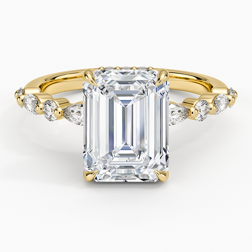 3.50 Karat Emerald Kesim Hidden Halo Tasarım Tektaş Laboratuvar Pırlanta Yüzük - Verona
