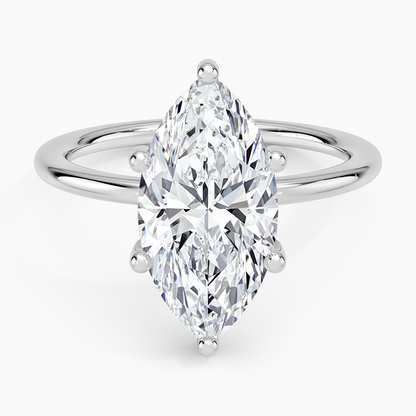 3.10 Marquise Kesim Hidden Halo Tasarım Tektaş Laboratuvar Pırlanta Yüzük - Melara