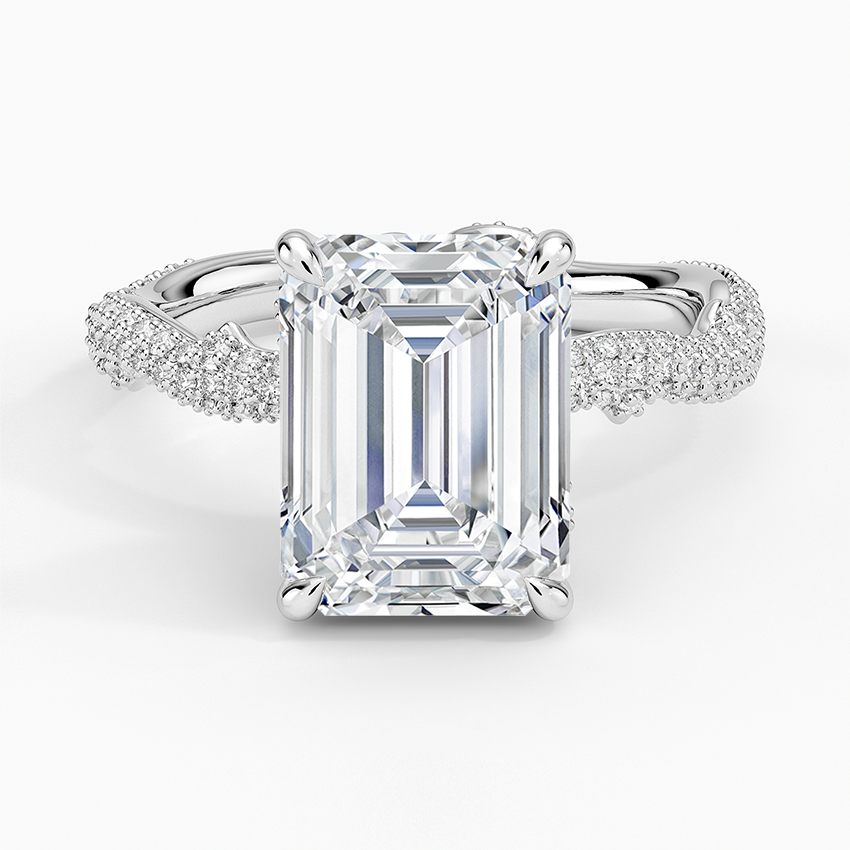 3.75 Emerald Kesim Hidden Halo Tasarım Tektaş Laboratuvar Pırlanta Yüzük - Filara