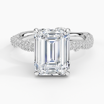 3.75 Karat Emerald Kesim Hidden Halo Tasarım Tektaş Laboratuvar Pırlanta Yüzük - Sorrento
