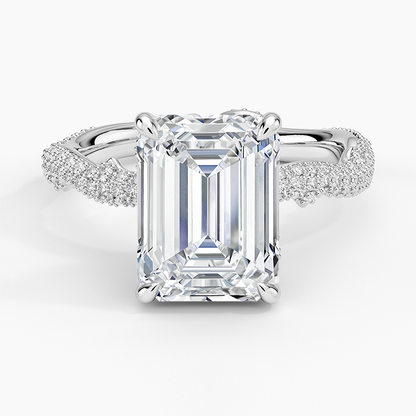 3.75 Emerald Kesim Hidden Halo Tasarım Tektaş Laboratuvar Pırlanta Yüzük - Filara