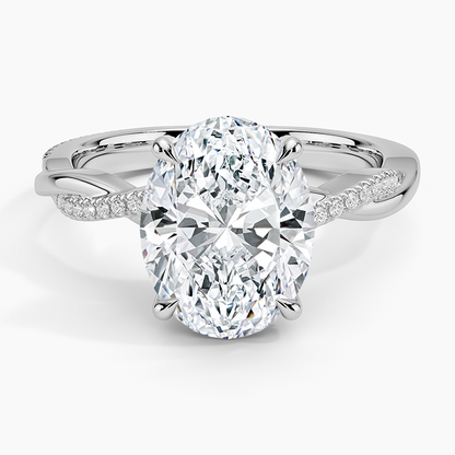3.25 Karat Oval Kesim Hidden Halo Tasarım Tektaş Laboratuvar Pırlanta Yüzük 18K  - Talora