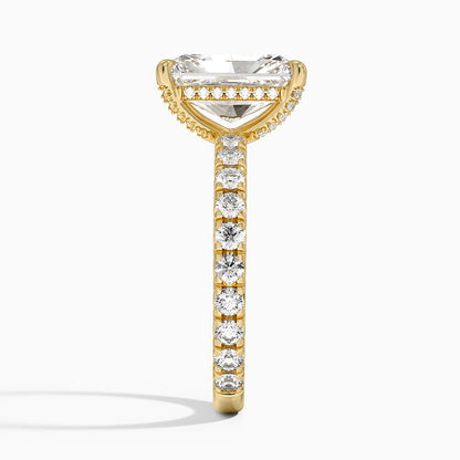 3.75 Karat Radiant Kesim Hidden Halo Tasarım Tektaş Laboratuvar Pırlanta Yüzük 18K  - Selora