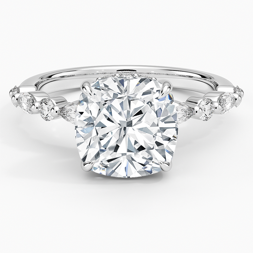 1.60 Carat Princess Halo Design Solitaire Lab Diamond Ring 18K - Florina 