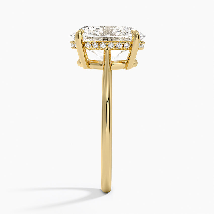 3.10 Karat Oval Kesim Hidden Halo Tasarım Tektaş Laboratuvar Pırlanta Yüzük - Monaco