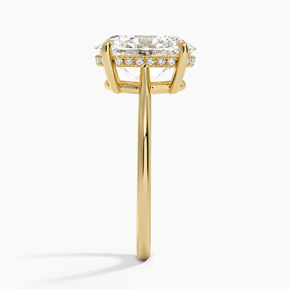 3.10 Oval Kesim Hidden Halo Tasarım Tektaş Laboratuvar Pırlanta Yüzük - Tilora