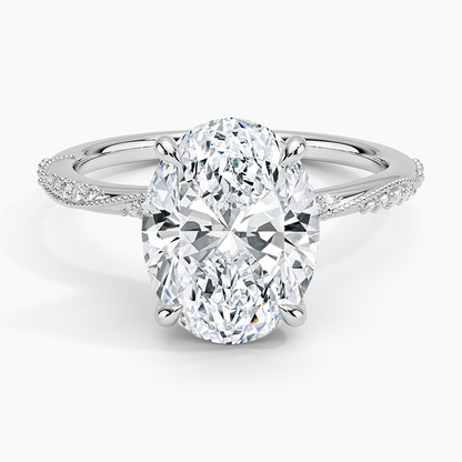 3.25 Karat Oval Kesim Hidden Halo Tasarım Tektaş Laboratuvar Pırlanta Yüzük 18K  - Melora